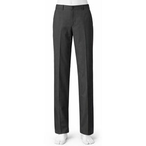 Calvin Klein Mens Gray Herringbone Dress Pants Flat Front 34x34 Wool Blend